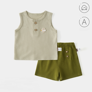 Guai Ropa para bebé, chaleco sin mangas + pantalones cortos, suave, ligero y transpirable, conjunto para bebés <span class=keywords><strong>de</strong></span> 0 a 24 <span class=keywords><strong>meses</strong></span> - Product Image 4