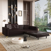 Canapé-lit King Size 3-en-1 en similicuir de 92,1 pouces, convertible, design capitonné, pour salon
