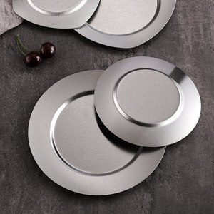 Stainless Steel Round Plate 304 Flat <b>Tray</b> Shallow Dish For Food <b>Serving</b> - Product Image 1