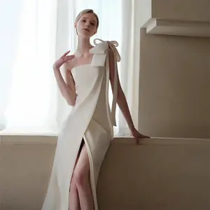 Nuevo vestido de novia blanco 2023 vestido de novia de encaje largo sin espalda para boda de mujer