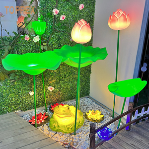 Nuevo proyecto de iluminación de <span class=keywords><strong>piscina</strong></span> Artificial de simulación decorativa para exteriores, hoja de loto verde, río, jardín, flor flotante, luz Led de loto - Product Image 1