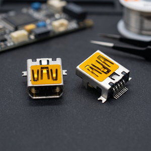 Ariba Technology <b>Mini</b> <b>USB</b> 2.0 Type B Female 5P Solder Right Angle Hybrid Mounting Tin Plated C5191 Contact for 94V-0 LCP Housing - Product Image 2