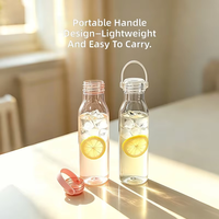 Bouteille d'eau réutilisable en PC transparent de 600 ml (20,3 oz) avec couvercle, isolation thermique 0-6 heures, compatible lave-vaisselle, pour boire directement, voyage, extérieur