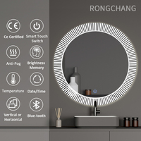 Interrupteur tactile intelligent sans cadre, éclairage frontal rond, 3 couleurs, intensité réglable, lampe LED, applique murale, miroir de salle de bain, nouveau modèle,