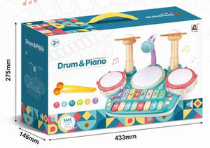 Instruments de musique Jouets-5 en 1 Piano électronique pour enfants <span class=keywords><strong>Clavier</strong></span> <span class=keywords><strong>Xylophone</strong></span> Batterie avec lumières et 2 microphones - Product Image 5