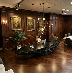 Fiberglass Enterprise Lobby Reception <b>Desk</b> Luxury Front <b>Desk</b> Color Size for Office Building - Product Image 4