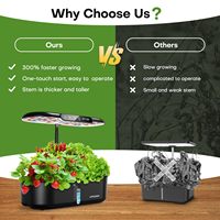 Kit de système de jardin intelligent Ingarden, 12 pots, jardin d'herbes et de légumes d'intérieur, éclairage LED de culture, écran LCD, planteur hydroponique, design moderne