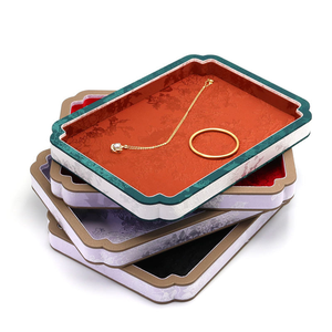 Plateau de présentation de bijoux rectangulaire moderne ligné, style Cour, pour collection de perles d'agate et de jade - Product Image 5
