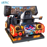 Plateforme de mouvement 6 degrés de liberté intérieure, équipement de course automobile VR, simulateur de voiture VR à 3 écrans pour parc à thème, centre de jeux