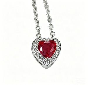 Brass Gold Plated Pink Heart CZ Halo Pendant Necklace Women Trendy Fashion Jewelry Wholesale - Product Image 3