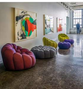 Sofá de tela de terciopelo para sala de estar, sofás de lujo para sala de estar, salones, muebles para el hogar Slaapbank curvos simples modernos - Product Image 4