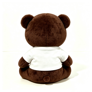 Oso pardo personalizado con ojos grandes, peluche marrón oscuro, oso de peluche marrón con camiseta blanca, oso de peluche con camiseta lisa. - Product Image 3