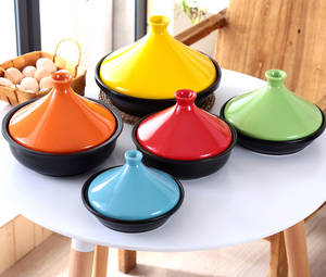 Gốm hoặc gang taji nồi chịu nhiệt Nồi Đất Sét với đáy phẳng cho hầm hấp rau và thịt - Product Image 4