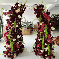 Arco Floral de Lujo Color Borgoña para Bodas, Arco de Flores de Seda para Decoración de Eventos y Fiestas