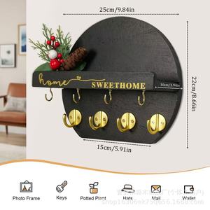 Wooden <b>Wall</b> Key Rack Round Shape <b>Wall</b> <b>Mounted</b> Key Holder Entryway Decorative <b>Shelf</b> For Living Room Bedroom Storage - Product Image 5