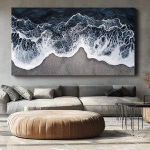 Impression murale sur toile personnalisée, <span class=keywords><strong>d</strong></span>écoration murale de Noël, vagues, paysage, nature morte, <span class=keywords><strong>aquarelle</strong></span>, 1 pièce - Product Image 4