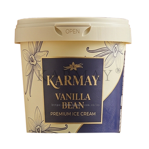 Glace à la vanille KARMAY Premium 250ml, gobelet en plastique rond avec couvercle, emballage personnalisé imprimé - Product Image 2