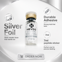 Étiquettes pour flacons de recherche 7 ml, personnalisées en feuille d'argent avec adhésif durable pour l'image de marque des petits flacons et les commandes d'exportation