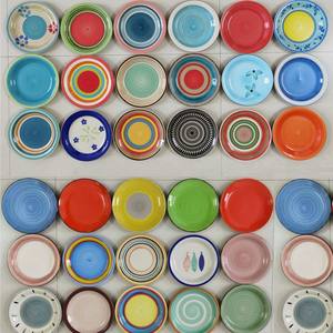 Murah warna-warni <span class=keywords><strong>7.5</strong></span> inci periuk dilukis tangan piring Salad keramik piring makanan penutup - Product Image 5