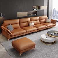 Canapé modulaire en cuir italien de luxe moderne en forme de L, style design européen, ensemble de salon minimaliste, personnalisable CE