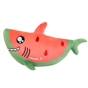 Almohada de tiburón sandía divertida y creativa, juguete de peluche para niña grande, almohada para dormir junto a la cama - Product Image 1