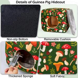 Lugar de escondite para hámster y conejillo de indias, casa de conejillo de indias lavable, cómoda cama pequeña para mascotas, jaula para conejos y ardillas, accesorios - Product Image 5