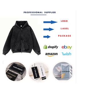 Áo hoodie nam chất lượng cao, kiểu dáng thể thao đường phố, chất liệu dày dặn, màu phai nắng, giặt acid, dáng rộng, có khóa kéo - Product Image 5