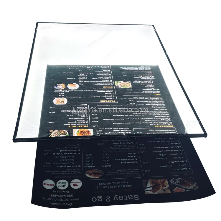 मुद्रित खाद्य छवि रेस्तरां मेनू एल्यूमीनियम स्नैप फ्रेम पोस्टर डिस्प्ले के साथ विज्ञापन एलईडी स्लिम लाइटबॉक्स