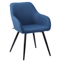 Chaise de salle à manger moderne de luxe nordique scandinave noire, stable, capitonnée, en tissu bleu et marron, velours, pieds en métal réglables