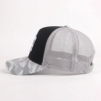 Gorra Trucker de Dos Tonos con Parche de Camuflaje de Pescado para Hombre, Malla Trasera, Cierre a Presión, Corona Alta, Gorra de Béisbol Casual para Deportes al Aire Libre