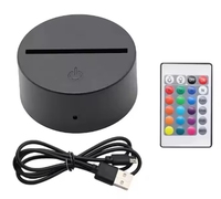 Veilleuse LED avec base tactile, ABS noir et blanc, câble USB et télécommande pour chambre à coucher, taille moyenne, alimentation par prise secteur ou batterie