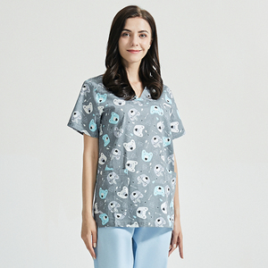 Hôpital pour animaux de compagnie uniforme médical clinique dentaire Scrubs hauts médecin infirmière vêtements de travail chirurgicaux médicaux Salon de beauté dessin animé impression hauts - Product Image 3