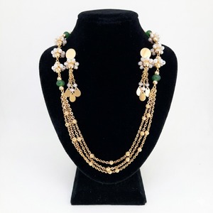 Ensemble de collier Mala italien en argent 925, chaîne multi-couches dorée, bijoux avec boucles d'oreilles assorties pour femmes - Product Image 1