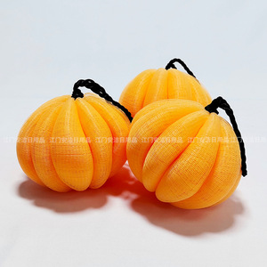 Halloween Pumpkin Bath Ball Orange Oval 50g 60g Plastic For Kids Bath Sponge - Product Image 1