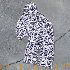 Survêtements personnalisés unisexes, ensembles camouflage imprimés sur toute la surface, sweat-shirt et pantalon de survêtement, survêtement ample surdimensionné à fermeture éclair pour hommes - Product Image 1