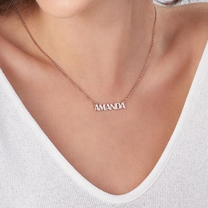 Collana Xuping Personalizzata in Lega di Rame Dorato, Gioielli da Donna, Piccola Collana con <span class=keywords><strong>Nome</strong></span> Personalizzato in Corsivo Classico - Product Image 3