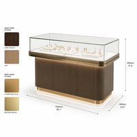 Vitrine de présentation de bijoux en bois, métal et verre OEM ODM, avec éclairage LED, taille personnalisée, vente en gros pour projets de vente au détail