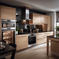 Vermonhouzz Prix de gros Placage de bois naturel Couleur Porte de four à micro-ondes Design moderne Nouveau Placards de cuisine