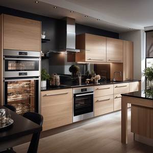 Vermonhouzz Prix de gros Placage de bois naturel Couleur Porte de four à <span class=keywords><strong>micro</strong></span>-ondes <span class=keywords><strong>Design</strong></span> moderne Nouveau Placards de cuisine - Product Image 6