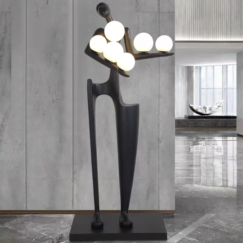 Arte moderna escultura criativa assoalho lâmpada casa showroom hotel fibra de vidro grande figura decorativa ornamentos