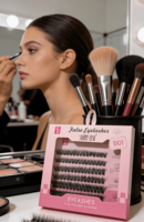 Ensemble de faux cils synthétiques de qualité supérieure, faits à la main, avec bande en coton noir, volume naturel et effet wispy, réutilisables et confortables