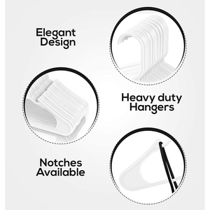 Cintres pour vêtements à domicile, lot de 50 - Cintres en plastique blancs, gain de place - Cintres durables avec rainures pour les épaules - Product Image 3