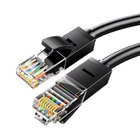 Cable de Conexión Gigabit Kneysum Cat6 UTP de Alta Velocidad, 8 Conductores Sólidos, 1m 2m 3m 5m, RJ45 de Doble Extremo, Cobre Puro, Negro, 24AWG