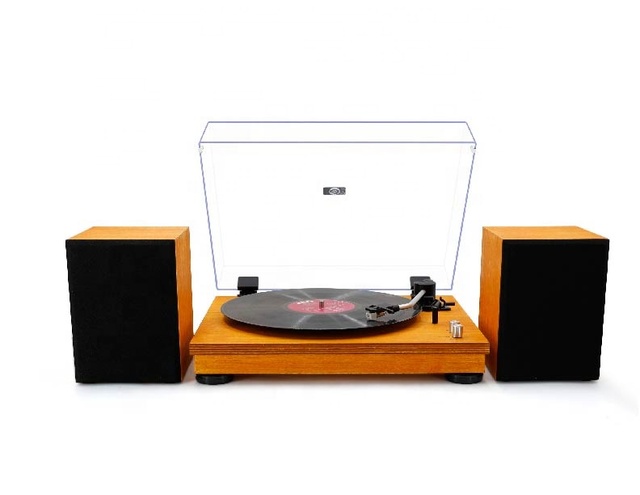 High End 2-Speed Belt-Drive Bluetooth Vinyl Turntable Player for Vinyl Records with HiFi System with Bookshelf Speakers