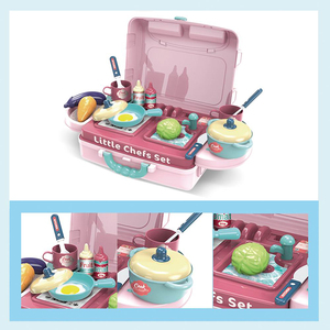 3 in 1 funny little chef girls toy kitchen play set in custodia per il trasporto/tavolo da cucina finta gioca set di giocattoli per bambini - Product Image 3
