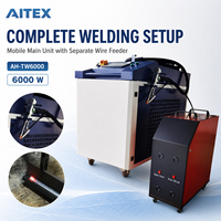 Machine de soudage laser portative refroidie par eau 6000W, soudeuse laser à fibre pour la soudure de plaques en acier au carbone de 12 mm d'épaisseur AH-TW6000