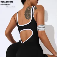 Combinaison une pièce respirante et à séchage rapide, à dos ajouré, sans coutures, très extensible, avec design color block populaire, idéale pour l'entraînement CrossFit