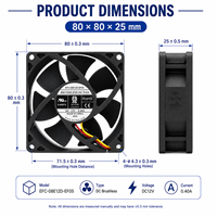 Ventilateur de refroidissement d'échappement électrique à inverter DWPH DC 12V 0.40A EC 80X80X25mm sans balais à double roulement à billes ODM EFC-08E12D-EF05