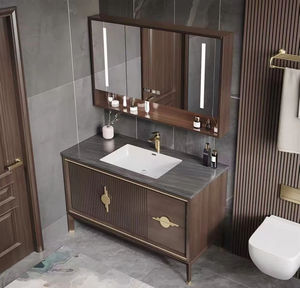 Brown New Modern Smart <b>Bathroom</b> <b>Cabinet</b> Lacquer MDF <b>Floor</b>-Standing Smart Mirror <b>Cabinet</b> Body for Hospital Apartment Use - Product Image 1
