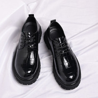Chaussures habillées décontractées britanniques à lacets en PU pour hommes, grande taille 40-48, à semelle épaisse compensée, motif à carreaux, pour le printemps/l'automne